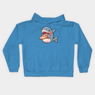 Cute Shark Eating Meat lovers Pizza Comic Kids Hoodie